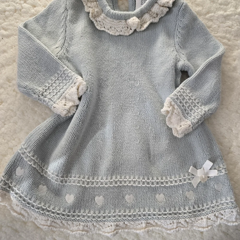 Max Studio Light Blue and White Kids Formal Dress